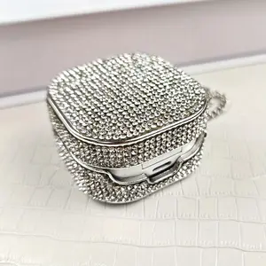 Rhinestone-Encrusted Earphone Case with Chain, Fashionable Earphone Protective Cover, Earphone Accessories Compatible with Galaxy-Buds 2/2Pro/Pro/Live/FE