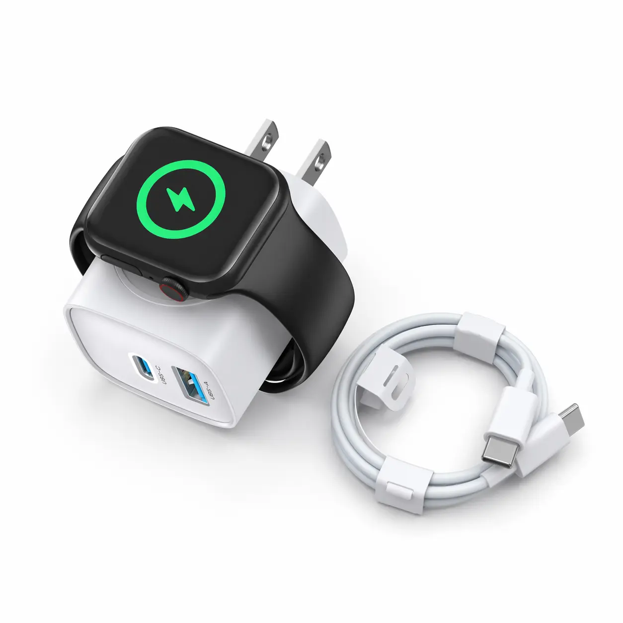 3-In-1 Magnetic Wireless PD USB-C Wall Charger (20w, Cable Included) — Supports Fast Charging; Compatible With Apple Watch Ultra/9/8/7/6 & Se Series, Iphone 17/17 Pro/16/16 Pro/15 Series, And More.
