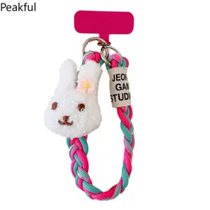 Fashionable Woven Mobile Phone Lanyard, Wrist Short Rope, Cartoon Plush Toy Decorative Pendant, Universal Anti-Drop Rope
