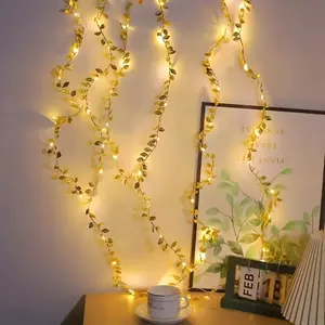 Romantic Gold Leaf Fairy Light String, 5m/50 LED Decorative Lights, Ambient Led Lights for Valentine's Day, Indoor, Restaurant, Bedroom, Living Room Decoration