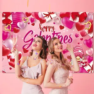 1PC,2D Flat Galentines Day Girl - Themed Backdrop, Valentine's Day Party Decoration Banner for Girlfriends, Photo Background with Love and Gift Elements, Suitable for Galentine's Gatherings and Fe