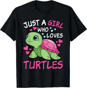 100% Cotton Just A Girl Who Loves Turtles Ocean Animal Cute Sea Turtle T-Shirt