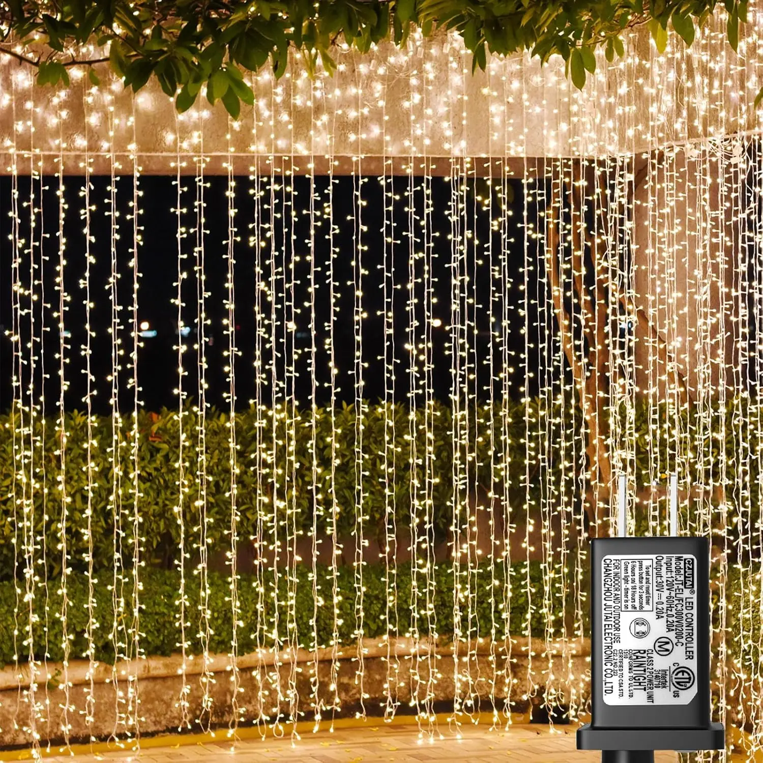 LED Curtain Lights Outdoor 40ft x10ft, 800 LED Plug in  String Lights Indoor, Christmas Twinkle Lights Backdrop for Outside Backyard Patio Wedding Decor, Warm White (Not Connectable)