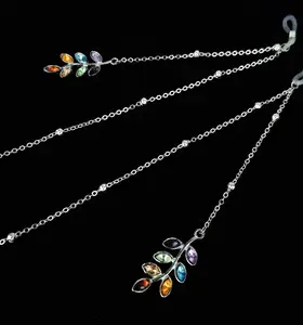 Colored leaf pendant eyewear chain/Silver eyewear chain/Sunglasses Glasses Chain/Ladies Glasses Chain/Glasses Hanging Chain