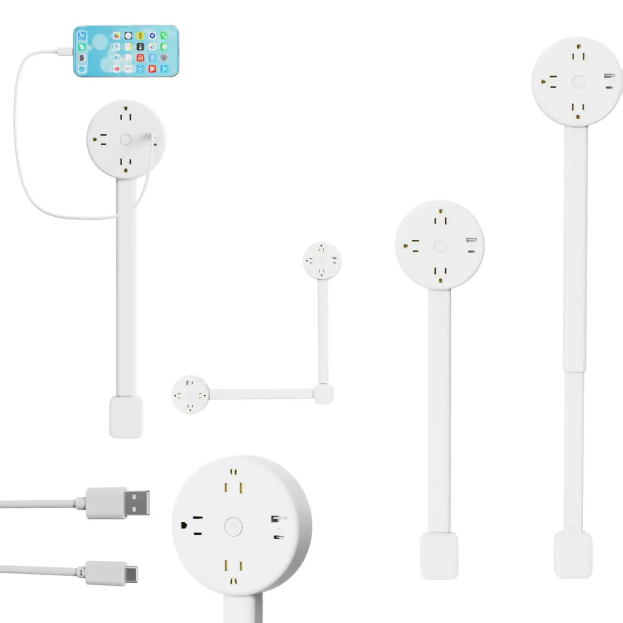 Reconfigurable Expandable Universal Socket Extender - 180-Degree Rotation, Suitable for Home, Office, Floor & Tabletop Applications
