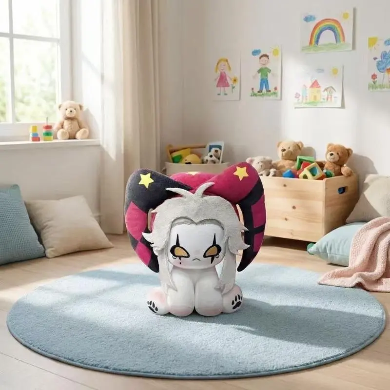 20cm Anime Game Attributes Pierrot Kawaii Cosplay Sitting Posture Soft Cotton Doll Cartoon DIY Dress Up Toy Figures Fans Gifts