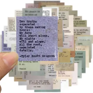 Retro Typewriter Style Motivational Quote Sticker, 60pcs/set Inspirational Vintage Journaling Sticker, Famous Words Scrapbook Sticker for Planner Bullet Journal Laptop