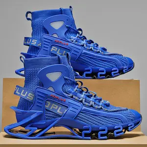 1 Pair Blade Runner High-Top Sneakers | Futuristic Mecha Streetwear! Blade Shock-Absorbing Tech + Knit Sock Upper, Perfect for Gym Training, Street Style & Hardcore Fits – The Ultimate Head-Turning Battle Shoe for Guys!