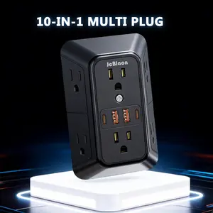 Surge Protector Power Strip - 6 Widely Outlets with 4 USB Ports(2 USB C), 3 Side Outlet Extender , Wall Mount for Home Office Travel,White, Multifunctional Power Strip