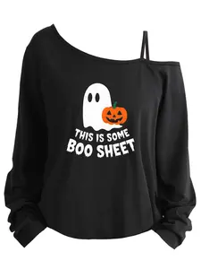 Plus Size Women's Printed Long Sleeve Spaghetti Strap Top, Asymmetrical Neckline, Casual Summer Fashion, Sizes 1-8xl, Casual Fashionable Top