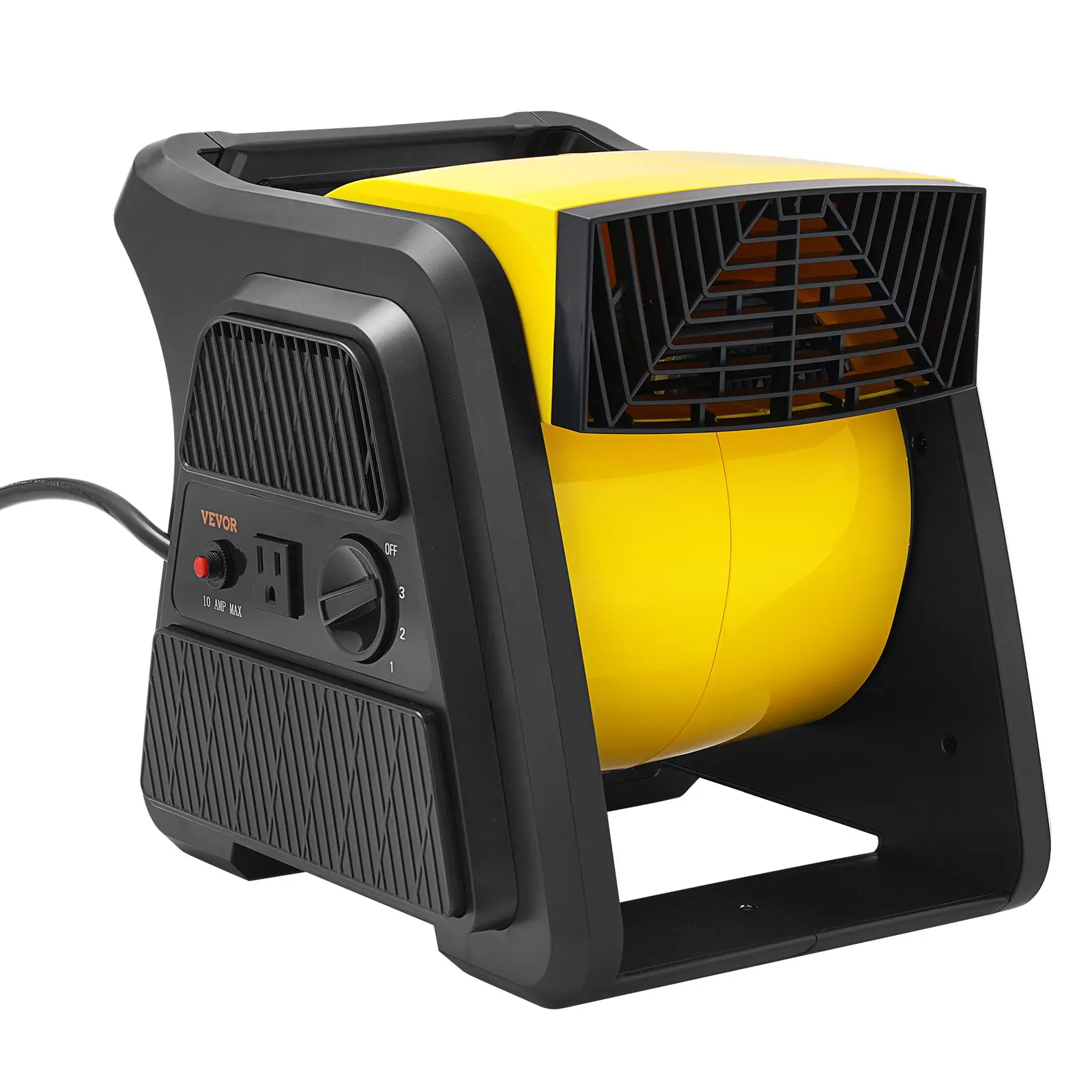 【DealsForYouDays】VEVOR Pivoting Utility Fan - 600 CFM High Speed Blower Included, 300° Blowing Angle Air Mover, ABS Lightweight Adjustable Speed High-Capacity Line-Voltage Blower with Timer, Portable Carpet Dryer for Home, Workshop, Lightweight Blower