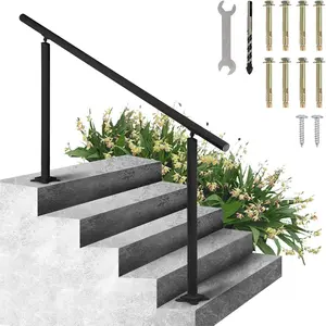VEVOR Handrail for Outdoor Steps, 3-4 Steps White Round Outdoor Handrail, Adjustable Aluminum Staircase Handrail, Thickened Stair Railings for Porch Railing, Deck HandrailVEVOR Super Brand Day