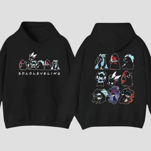 Solo Leveling T-Shirt & Hoodie, Anime Manhwa Acid Wash Graphic Tee, Vintage Y2K Double-Sided Print Shirt, Oversized Unisex Cotton Streetwear, Sung Jin-Woo Aesthetic Outfit, Otaku Gift for Anime Fans & Manhwa Lovers