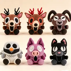 Personality Sitting Posture Animal Plush Toys, Funny Moose, Goat, Owl, Bat, Black Cat Combination Dolls, Home Decoration Pillow