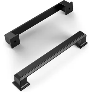 10 Pack Matte Black 5 Inch(128mm) Hole Centers Kitchen Cabinet Pulls, Cabinet Hardware Handles for Cabinets, Cupboard and Drawer Pulls