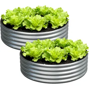 4x4x1ft(2 Pack) Galvanized Round Raised Garden Bed,Outdoor Planter Box Metal Patio Kit Planting Bed for Vegetables  ,