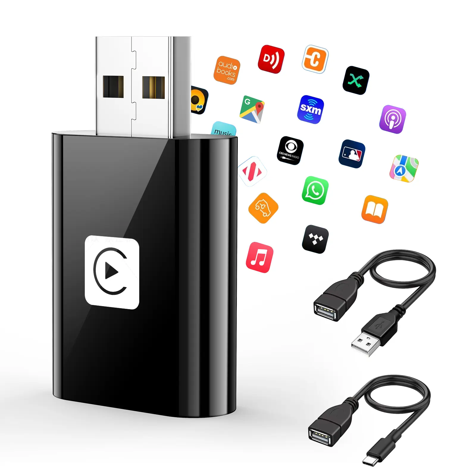 2 in 1 Wireless Carplay Adapter for Apple, 2025 Mini Stable Wireless carplay Adapter Smallest Fast Convert Factory Wired to Wireless CarPlay Dongle Cars for iOS