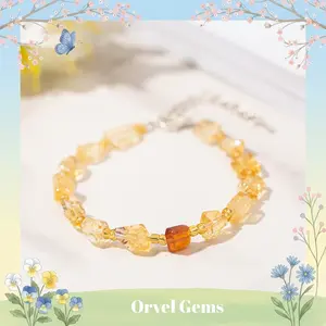 Handmade Irregular Citrine Gemstone Bracelet Unique Natural Crystal Beads for Women - Perfect for Everyday Wear or Gift Giving