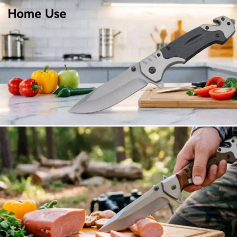 Tactical Flipper Knife for Adults - Ergonomic Non-Slip G10 Handle, Drop Point Blade, Lightweight EDC Survival Supplies Hand Tool with Tungsten Glass Breaker for Outdoors, Carving & Peeling