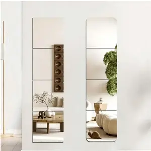 Full-Length Self-Stick Wall Round Corner Mirror Set, Acrylic Frameless Privacy Mirror for Bedroom Gym Bathroom, 1 Piece/2 Pieces/4 Pieces