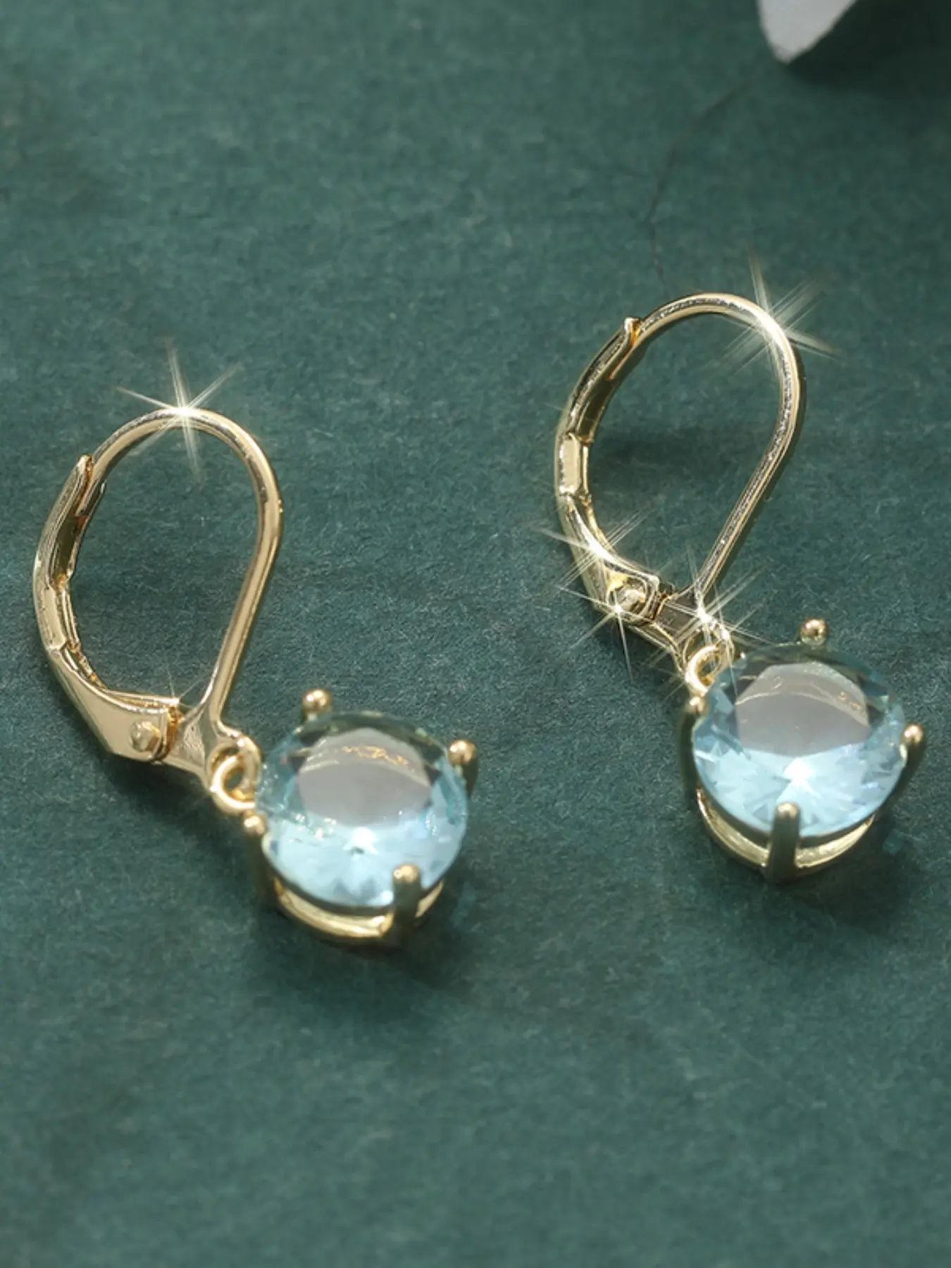 Beautiful Round Sky Blue Synthetic Cz Long Dangle Earrings, Women's High-Quality Everyday Luxury Jewelry, Elegant Style