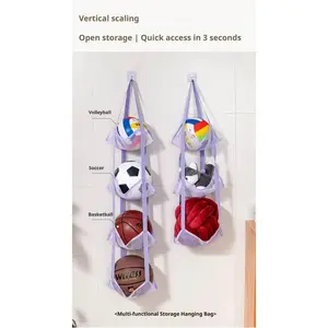 Multi-Purpose Netting Storage Bag with Embroidery Mesh, 3-Tier Coat Hook, Multi-Layer Mesh Pockets, Vertical Wall & Behind-Door Space-Saving Home Organizer, Multi-Purpose Storage Bags