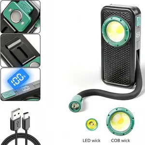 New Multi-Functional Magnetic Hose COB Work Light, LED Outdoor Emergency Lighting, Portable Edc Flashlight, Adjustable Brightness, Long Battery Life