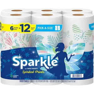 Pick-A-Size Paper Towels Spirited Prints 6 Double Rolls = 12 Regular Rolls