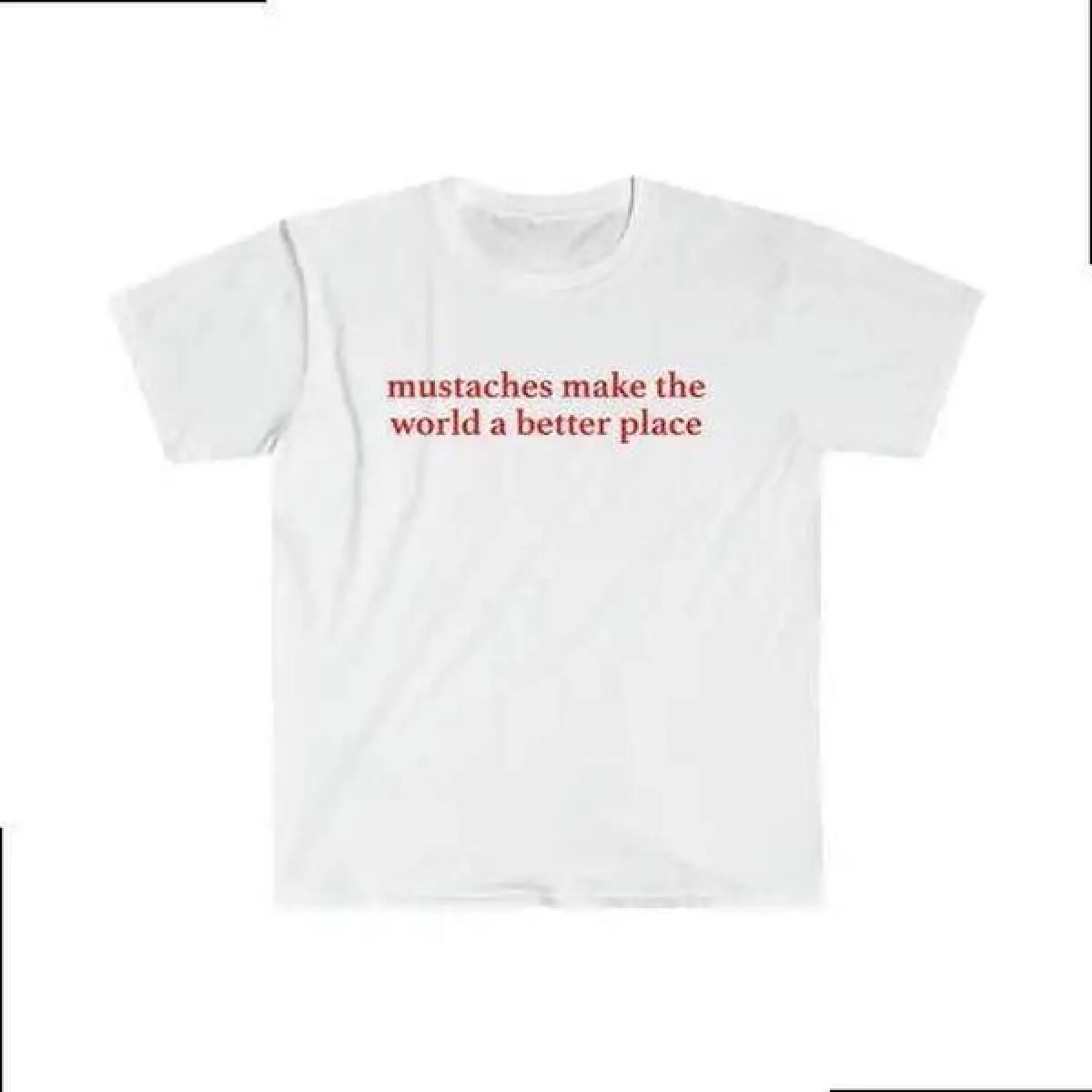 Men's Basic Shortsleeve Tops with Funny Mustache Graphic Print, Soft and Comfortable Round Neck for Daily Wear, Cotton