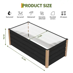 Heavy Duty Aluminum Raised Garden Bed Planter Box – Large Open-Bottom Design, Rust-Resistant, Safe Rounded Corners, Deep Growing Space for Vegetables, Flowers & Herbs, Gray