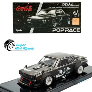 Pop Race 1:64 Nissan GT-R V8 Drift Hakosuka JP Coca Cola Chrome Black #161