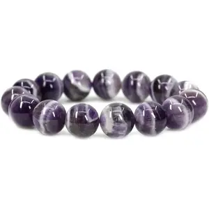 Natural A Grade African Amethyst Gemstones Healing Power Elastic Stretch 14mm Beads Beaded Bracelet 7" Mens