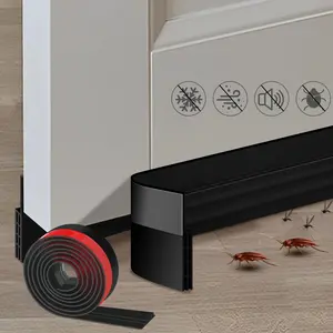Premium Door Draft Stopper for Bottom of Door (2" W x 39" L, Black): Under Door Noise/Light/Bug Blocker & Sweep – Keeps Out Cold, Ideal for Exterior/Interior Doors
