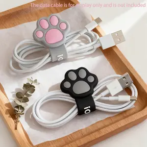 2pcs/set Cartoon Cat Claw Winder Earphone Data Cable Charging Cable Organizer Hub Portable And Easy to Use Earphone Cable Strap, Desktop Additions, Spiral Design, Exquisite Craftsmanship