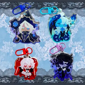 Cookie Run Deceit Trio + Truthless Recluse Acrylic Charms, crk keychain, Cookie Run Kingdom Keychain, CRK charm,  Candy Apple crk, Truthless Recluse crk, Shadow Milk, Black Sapphire, shadowvanilla, pureshadow shadow milk, cookie run
