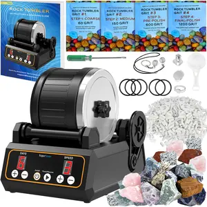 KomeStone Advanced Rock Tumbler Kit, K1 Professional Large 2.5LB Capacity Edition - Memory Function, Digital Timer & Variable Speeds: Create Stunning Gems Full Accessories Included, Perfect for Adults & Kids