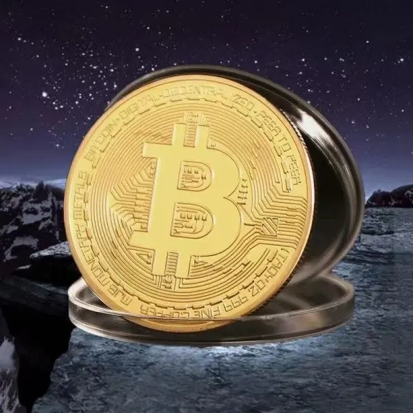 1 Pack Gold Plated Bitcoin Commemorative Coin Collectible Virtual Crypto Currency Token With Protective Capsule Bitcoin Coin For Collection Desk Decor Investor Gift