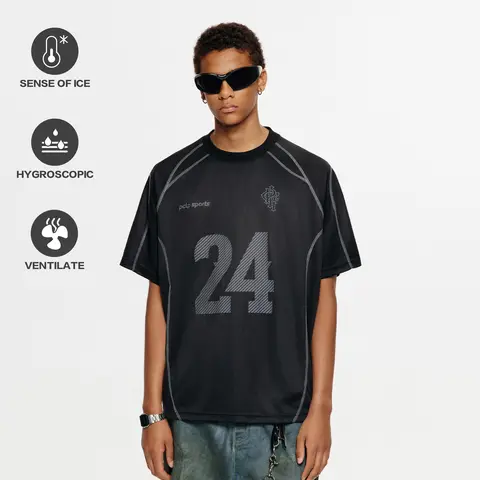 PCLP Digital Soccer Jersey Short-Sleeve National Trend Brand Summer Loose Crew Neck Couple American Retro Heavyweight T-Shirt Men's men's t shirts good graphic tees funny shirts men trendy t-shirts funny t shirt deals graphic tees graphic apparel