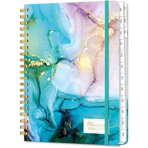 Academic Planner 2026-2027, Daily Weekly and Monthly Agenda Planner 6.18" x 8.5" with Tabs, 15 Months Spiral School Year A5 Calendar from Apr.2026 to Jun.2027 for Student and Teacher (Cyan Marble)