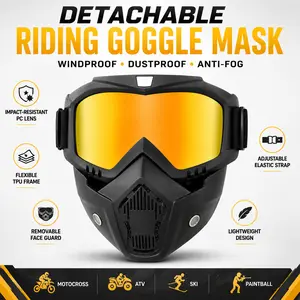 Tactical 2-in-1 Detachable Riding Goggles & Mask| Windproof Full Face Protection for ATV & Dirt Bike camp