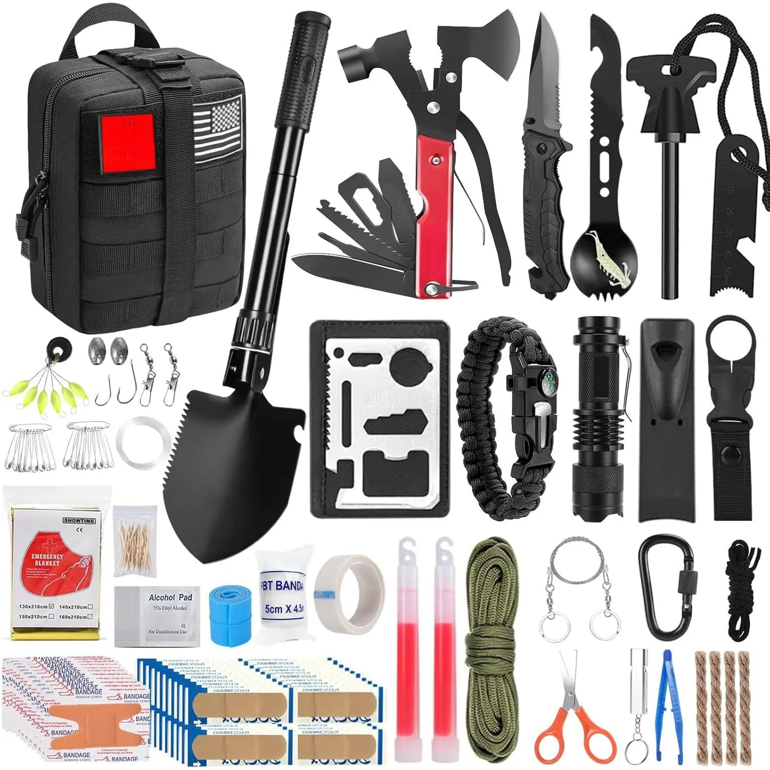 Gift for Men Dad Husband Christmas, Survival Kits, 142 in 1 First Aid Kit, Emergency Kits, Survival Gear and Equipment with Molle Pouch for Camping Hiking Outdoor