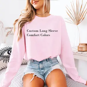 Custom Long Sleeve Comfort Colors  Fun Unisex Shirt  DTG and DTF Printed Direct to Garment Durable & Soft for Fall