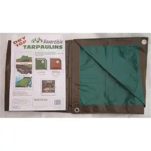 212 MAIN Foremost Heavy Duty Camping Tarp (Model 1203), 20x30 Large Reversible Brown & Green Waterproof Tarpaulin, Dry Top Feature, Outdoor Canopy Shelter