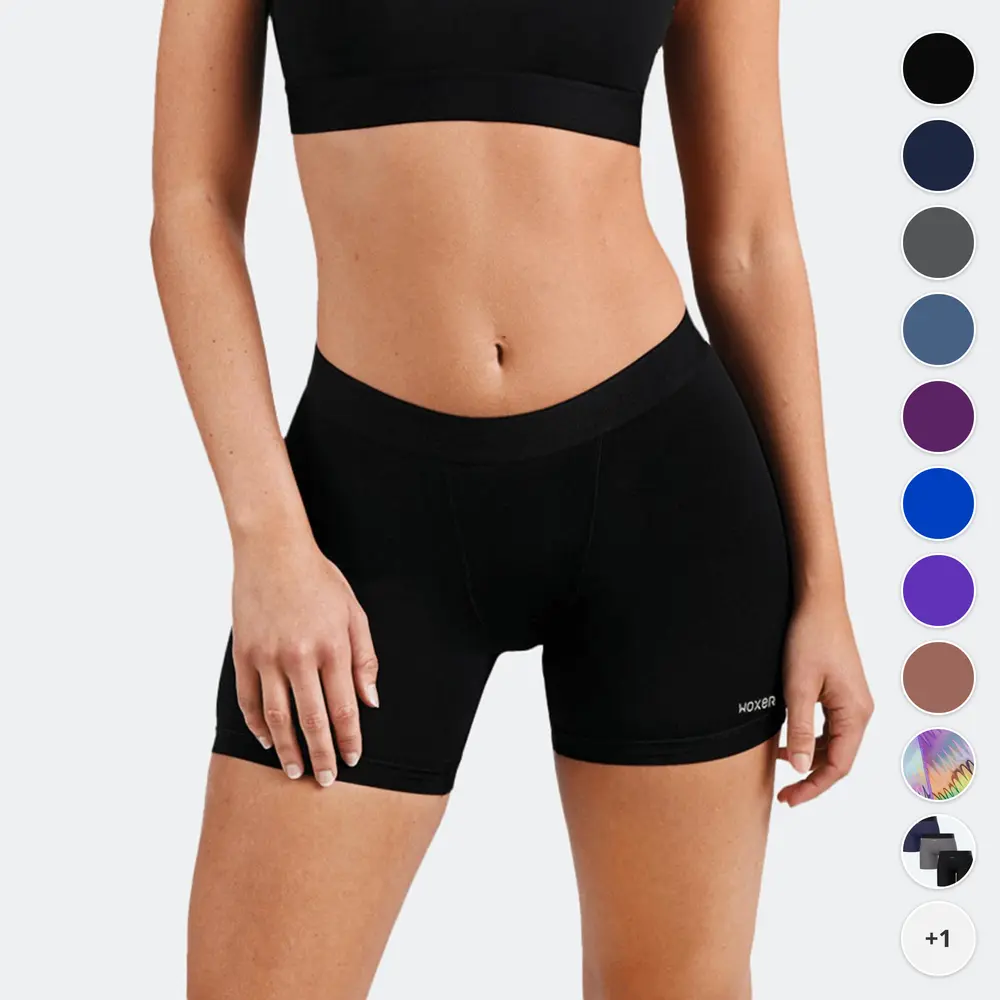 Woxer Baller Flex Women's Boxer Briefs, 5" Lightweight Workout Underwear with Medium Thigh Compression & Organic Cotton Gusset, Quick-Drying, Recycled Fabrics, Action, Sleek And Smooth, Breathable, Pull On, All Seasons
