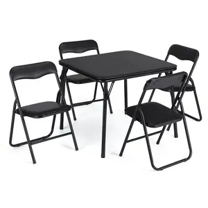 5-Piece Folding Card Table and Chair Set - Upholstered Kids Activity Set with Portable Metal Frame, Ideal for Eating, Reading & Playing