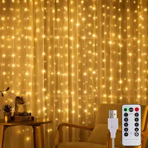 195 LED Curtain Tapestry Lights Backdrop String Lights, 6.5 x 5 Feet Hanging Fairy Curtain Light with 8 Lighting Modes and Remote for Bedroom Window Wall Indoor Outdoor Graduation Decor 1 Pack