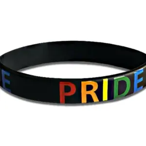 Pride Rubber Bracelet - Colorful Wrist Accessory with 'PRIDE' Text Attribute: {'': ['Bracelet']}
