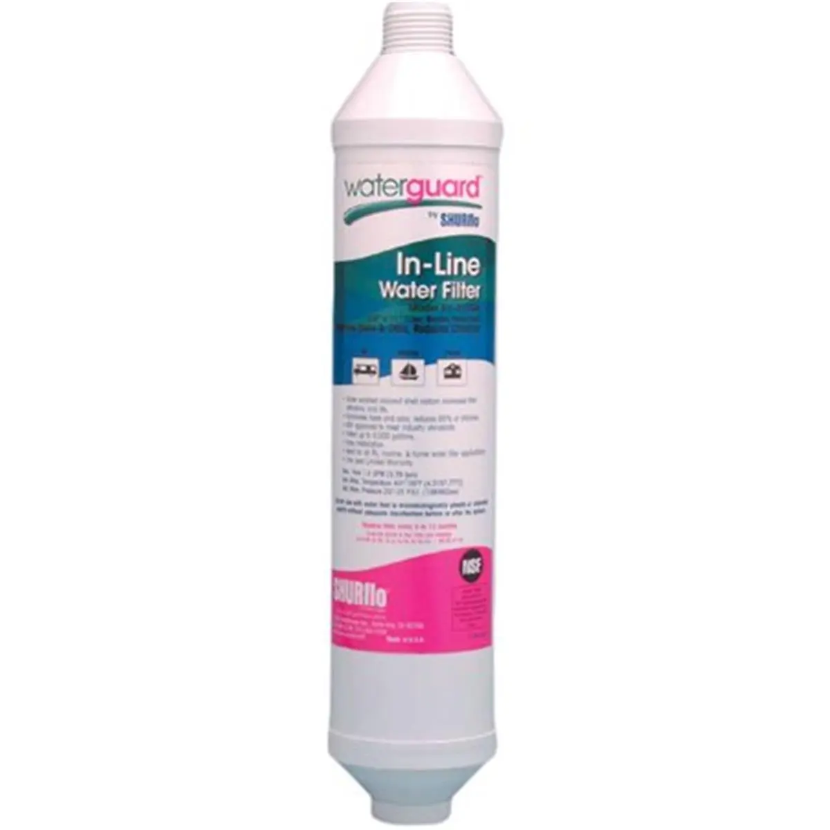 212 MAIN Shurflo Universal In-Line Water Filter, In-Line Form, Efficient Filtration for Household and Kitchen Appliances