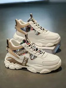 Men's High-Top Dad Shoes | Platform Running Sneakers | Street Style Athletic Wear | Lace Up Sneakers