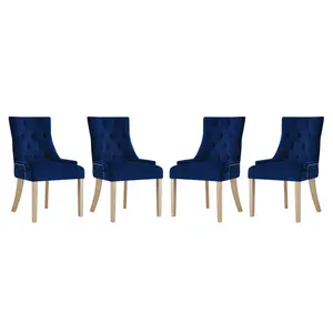 Modway Pose Dining Chair Performance Velvet Set of 4 in Navy